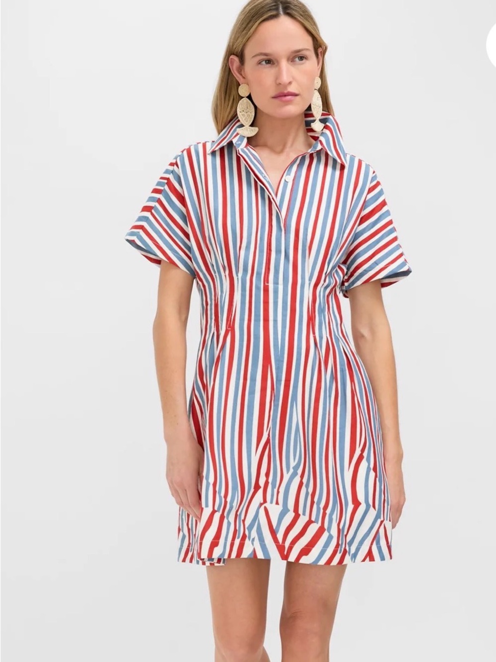 Tuckernuck NWT Striped Short Sleeve Shirt Dress in Red, Blue & White